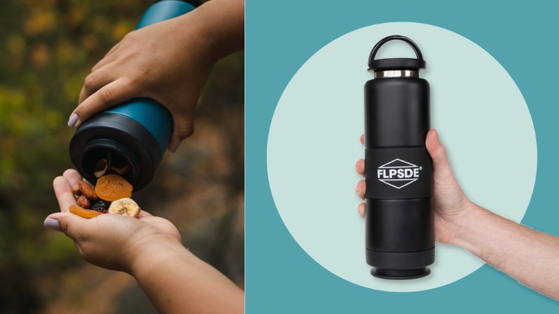  FLPSDE Water Bottle with Snack Compartment, Drink